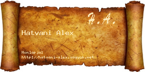 Hatvani Alex névjegykártya