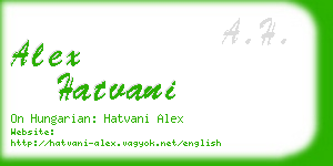 alex hatvani business card